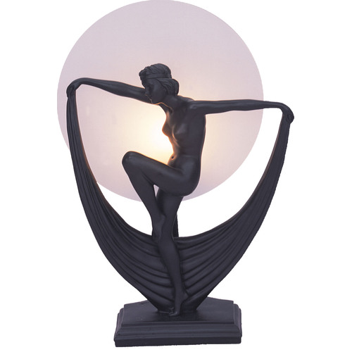 42cm Art Deco Table Lamp Mia - Black