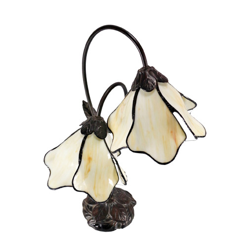 Beige Twin Lotus Tiffany Table Lamp