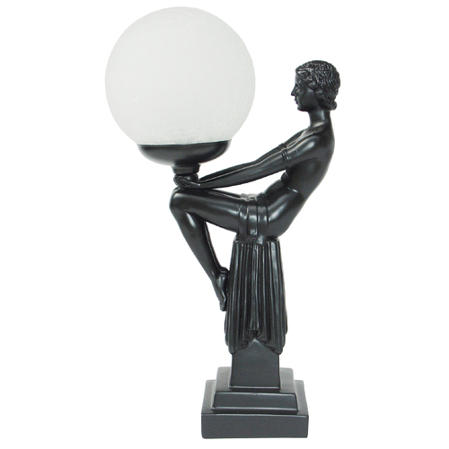 40cm Art Deco Table Lamp Catherine - Black