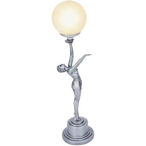 66cm Art Deco Lady Poise Table Lamp - Silver