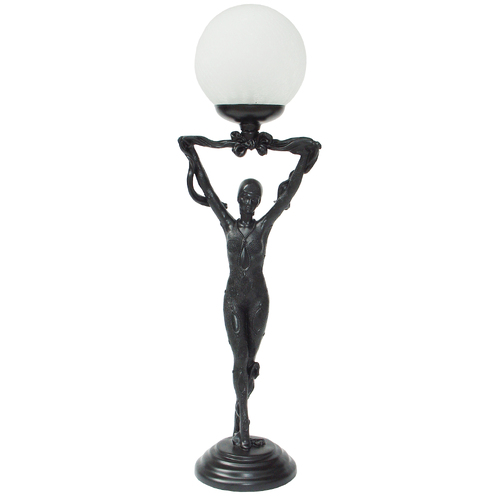 66cm Art Deco Lady Beauty Table Lamp - Black