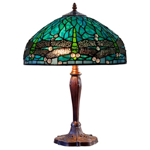 Sylvia Dragonfly Large Tiffany Table Lamp 16 Inch