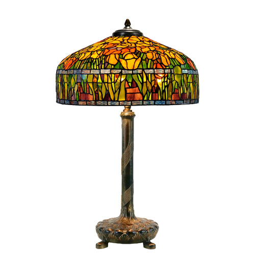 18&quot; Reproduction Tulip Lamp With Metal Base - Yellow