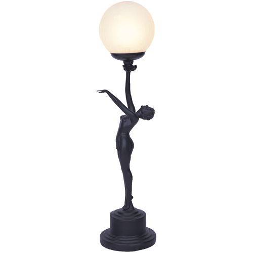 66cm Art Deco Lady Poise Table Lamp - Black