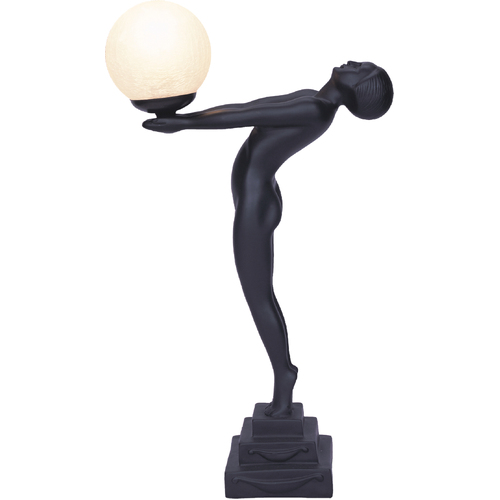 73cm Art Deco Lady Faye Table Lamp - Black