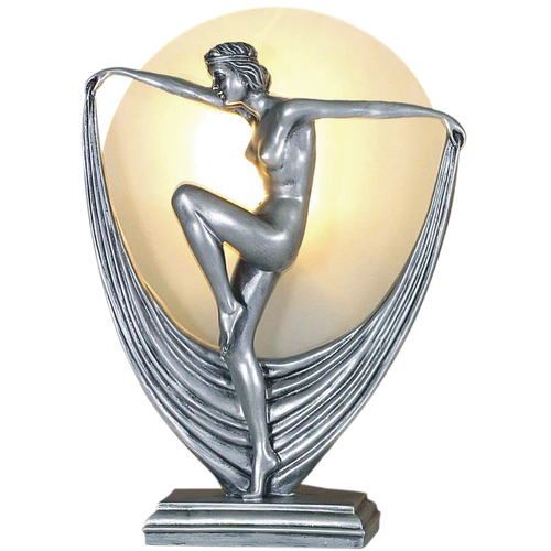 42cm Art Deco Table Lamp Mia - Silver