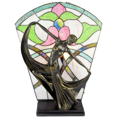 40cm Leadlight Art Deco Lamp - Floral