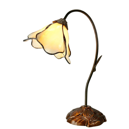 Beige Single Lotus Tiffany Table Lamp