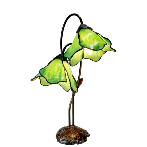 Green Twin Lotus Tiffany Table Lamp