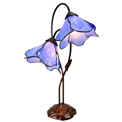 Blue Twin Lotus Tiffany Table Lamp