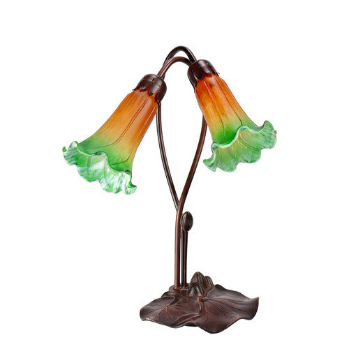 Twin Lily Lamp Amber Green