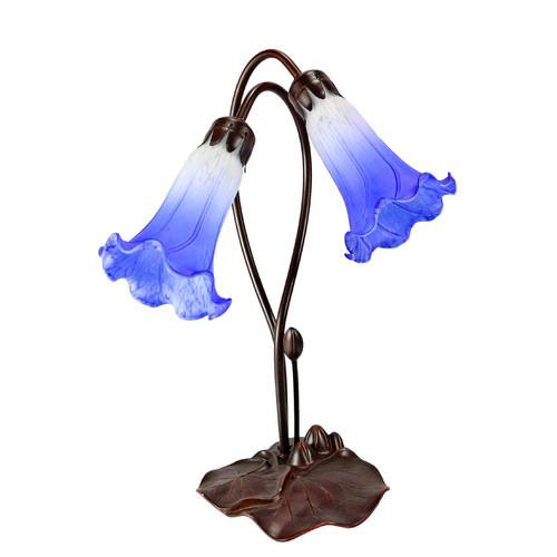 Twin Lily Lamp White Blue