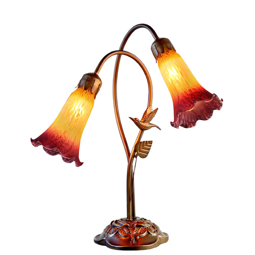 Twin Hummingbird Lily Lamp Orange Wine