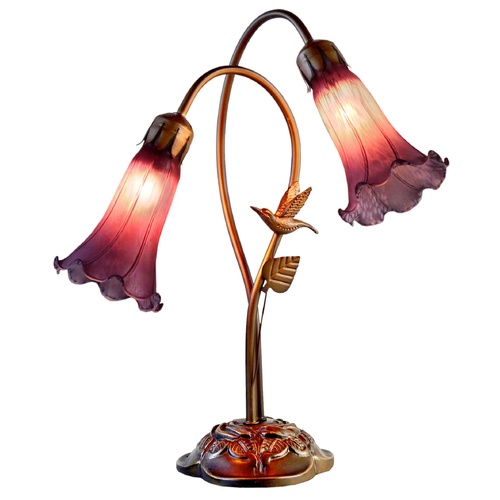 Twin Hummingbird Lily Lamp Purple